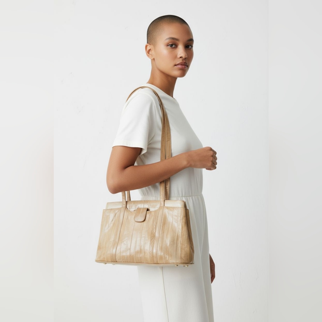 Vintage Genuine Eel Skin Shoilder Bag Euc